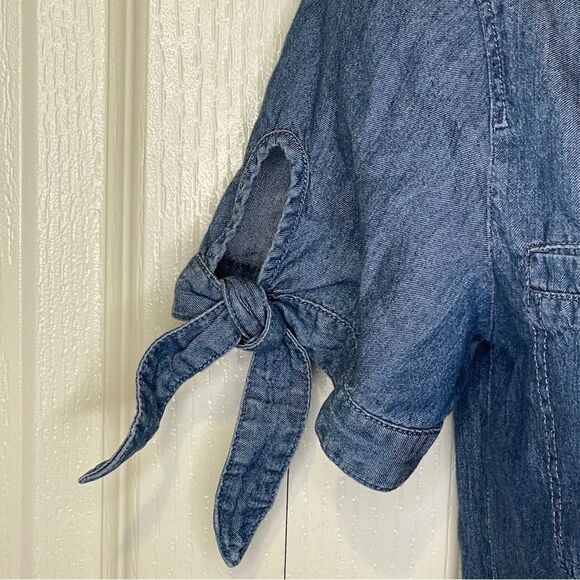 Express Denim Lightweight Short Sleeve Shorts Romper Pockets Blue Size XS - Picture 5 of 13
